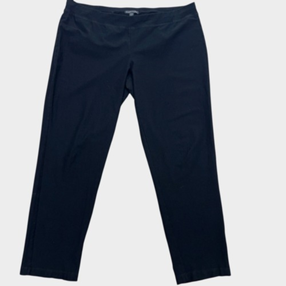 Eileen Fisher‎ Pants Womens Large Black Knit Pull On Stretch Straight Leg USA